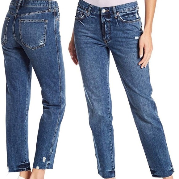 Free People Distressed Button Fly Boyfriend Jeans - Picture 10 of 10